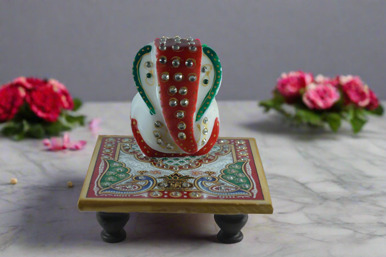 Marble Ganesh Diya Patta
