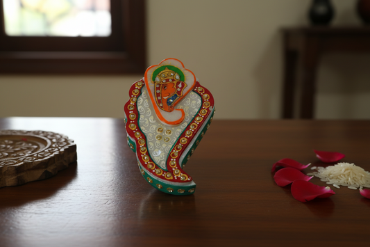 Marble Shankh Ganesh Kumkum - Puja Celebrations