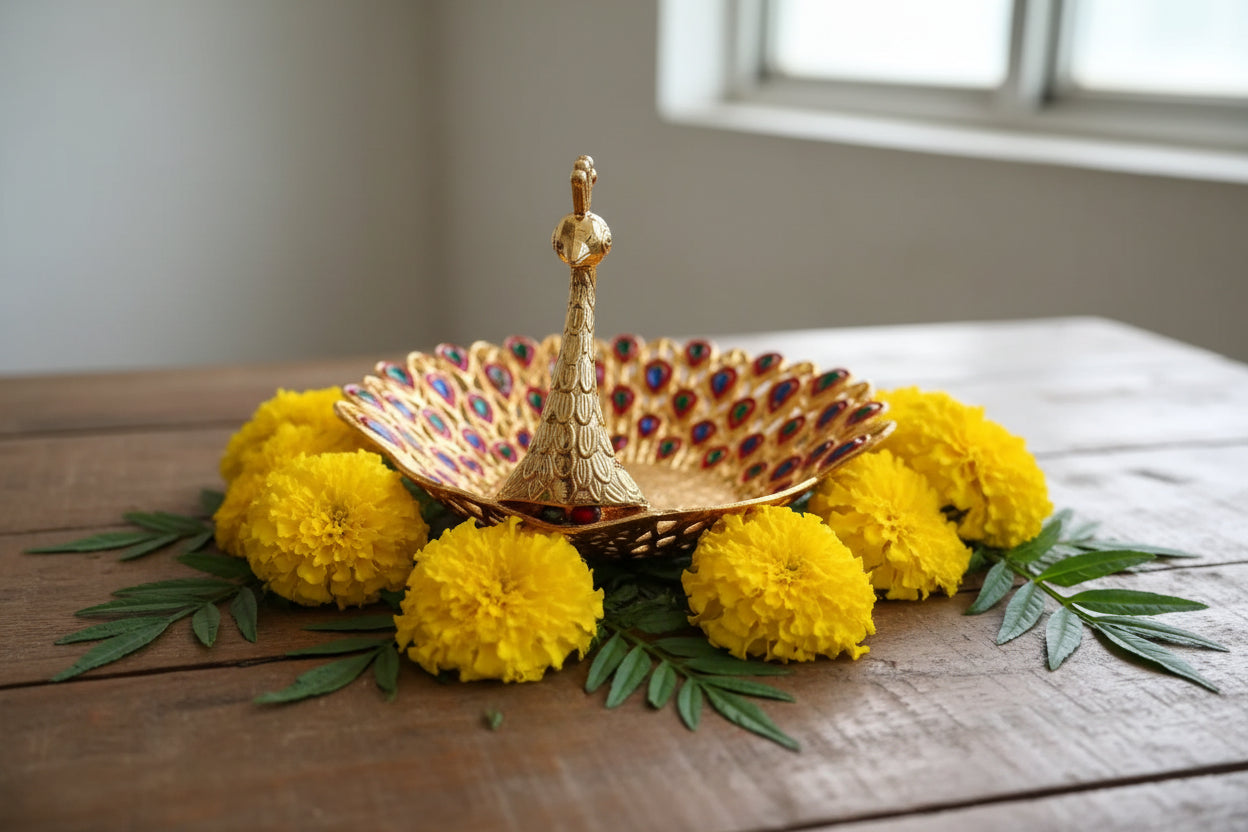 Decorative Meenakari Peacock Tray – Housewarming & Baby Shower Favor