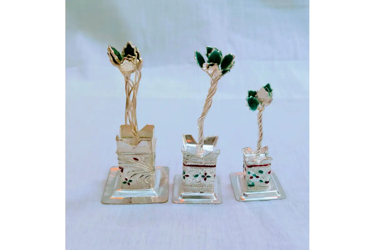Meenakari Silver Tulsi Plant - Housewarming return gift