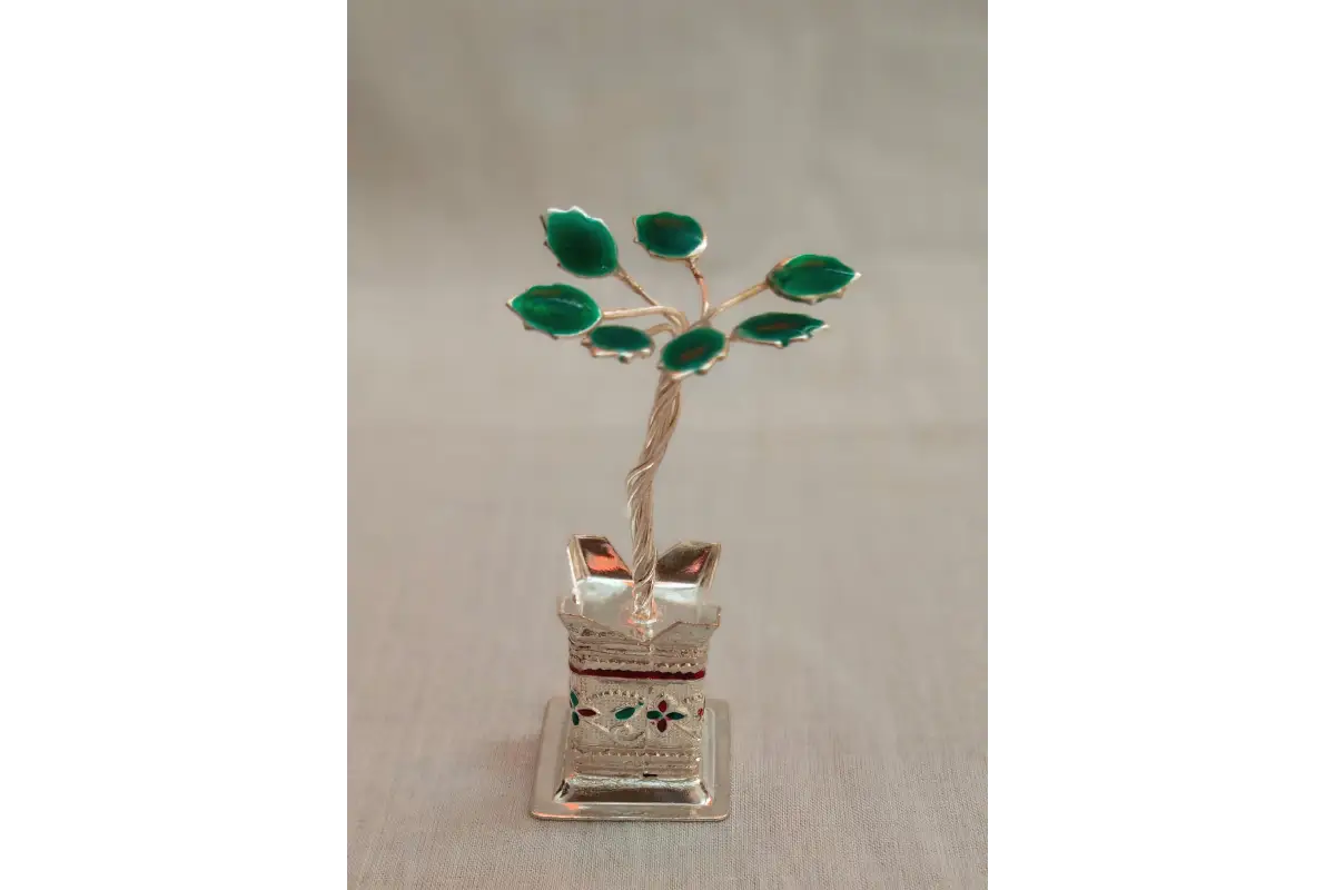 Meenakari Silver Tulsi Plant - Baby shower return gift