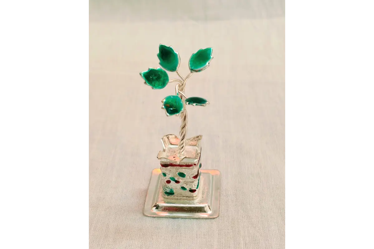 Meenakari Silver Tulsi Plant - Tulsi Vivah return gift