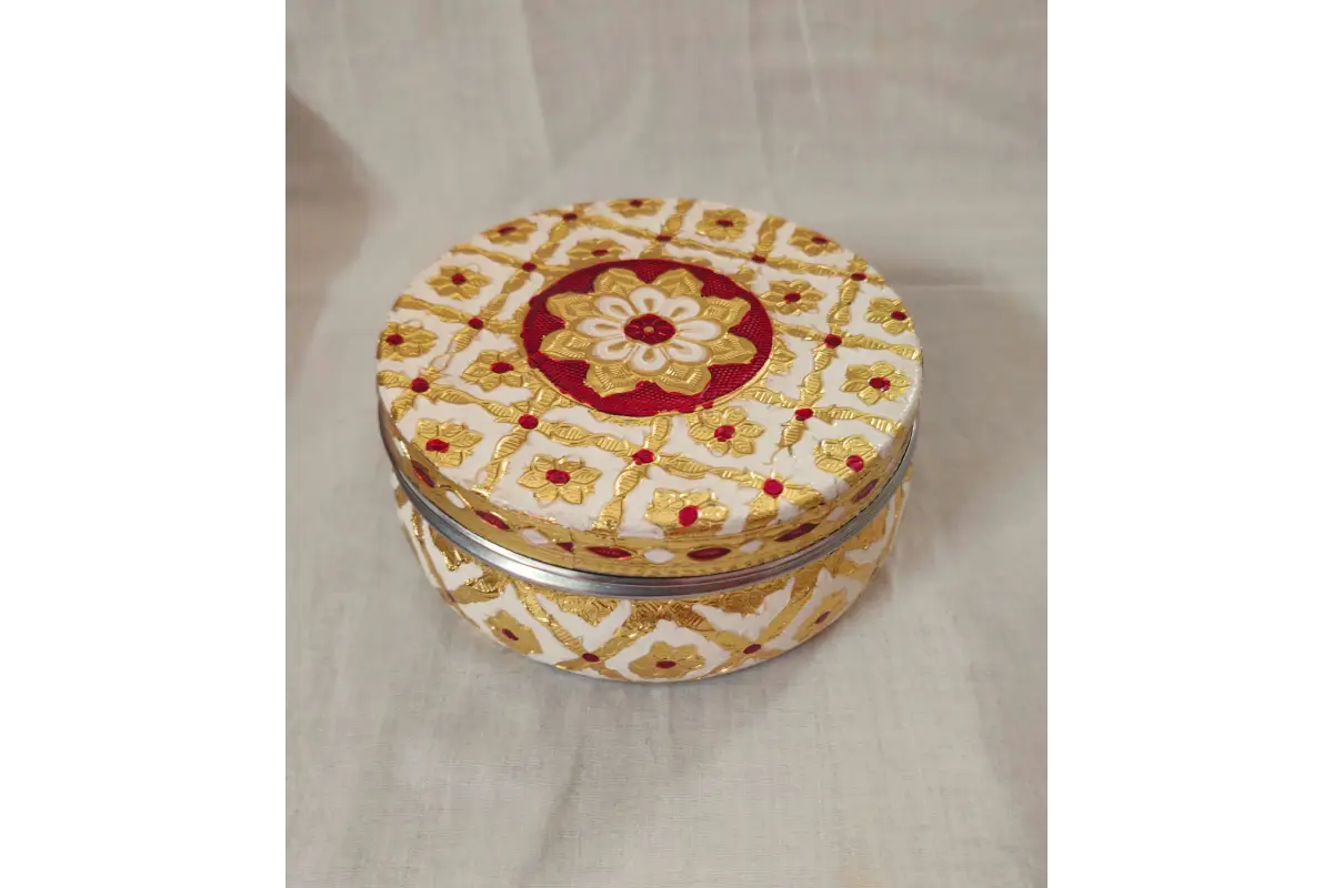 Decorative Meenakari Steel Dibbi for Baby Shower