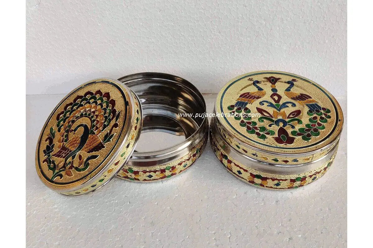 Festival Meenakari Steel Box for Diwali gift
