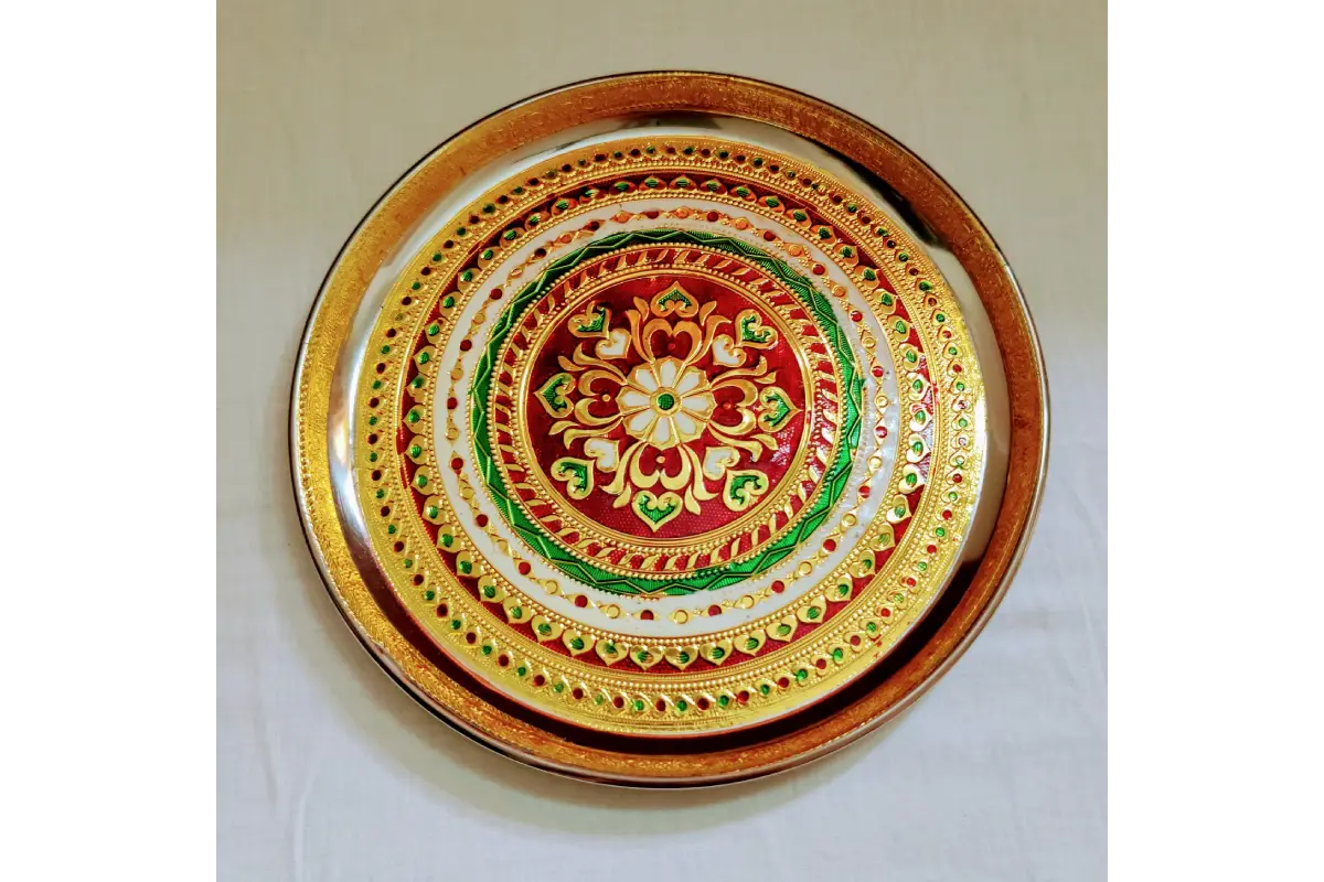 Meenakari_Steel_Plate - Return Gift For Navratri 