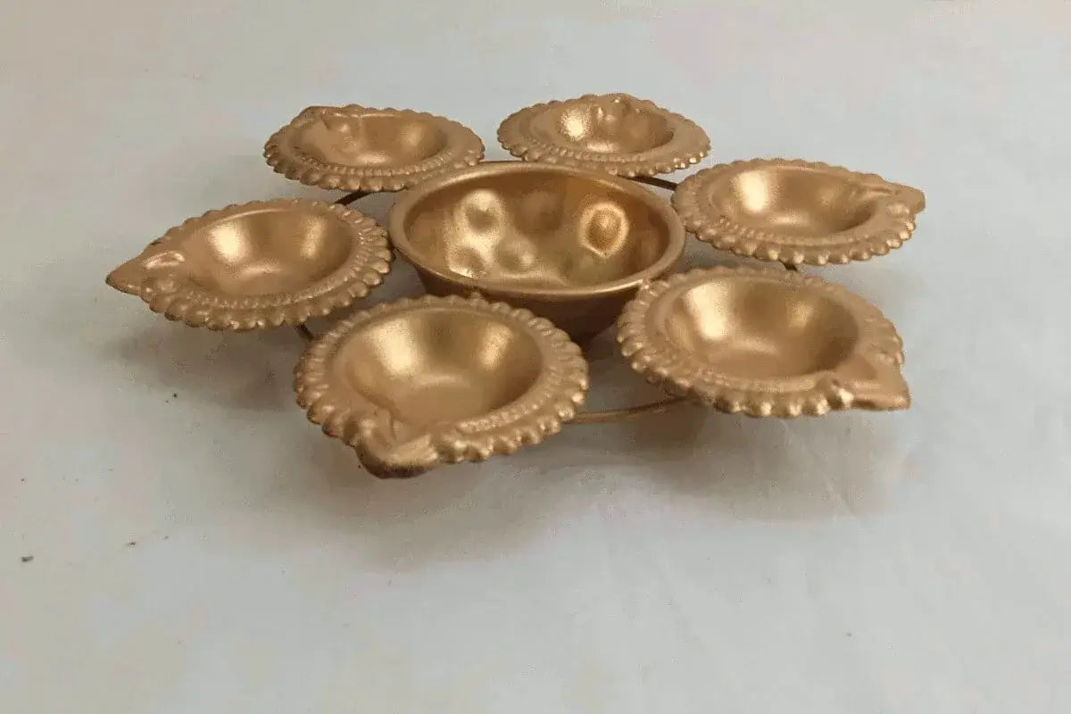 Metal Diya Uruli with Floating Diyas