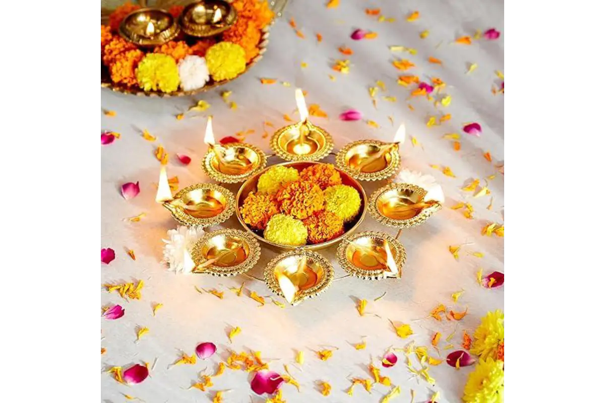 Varalakshmi Puja Metal Diya Uruli Decoration