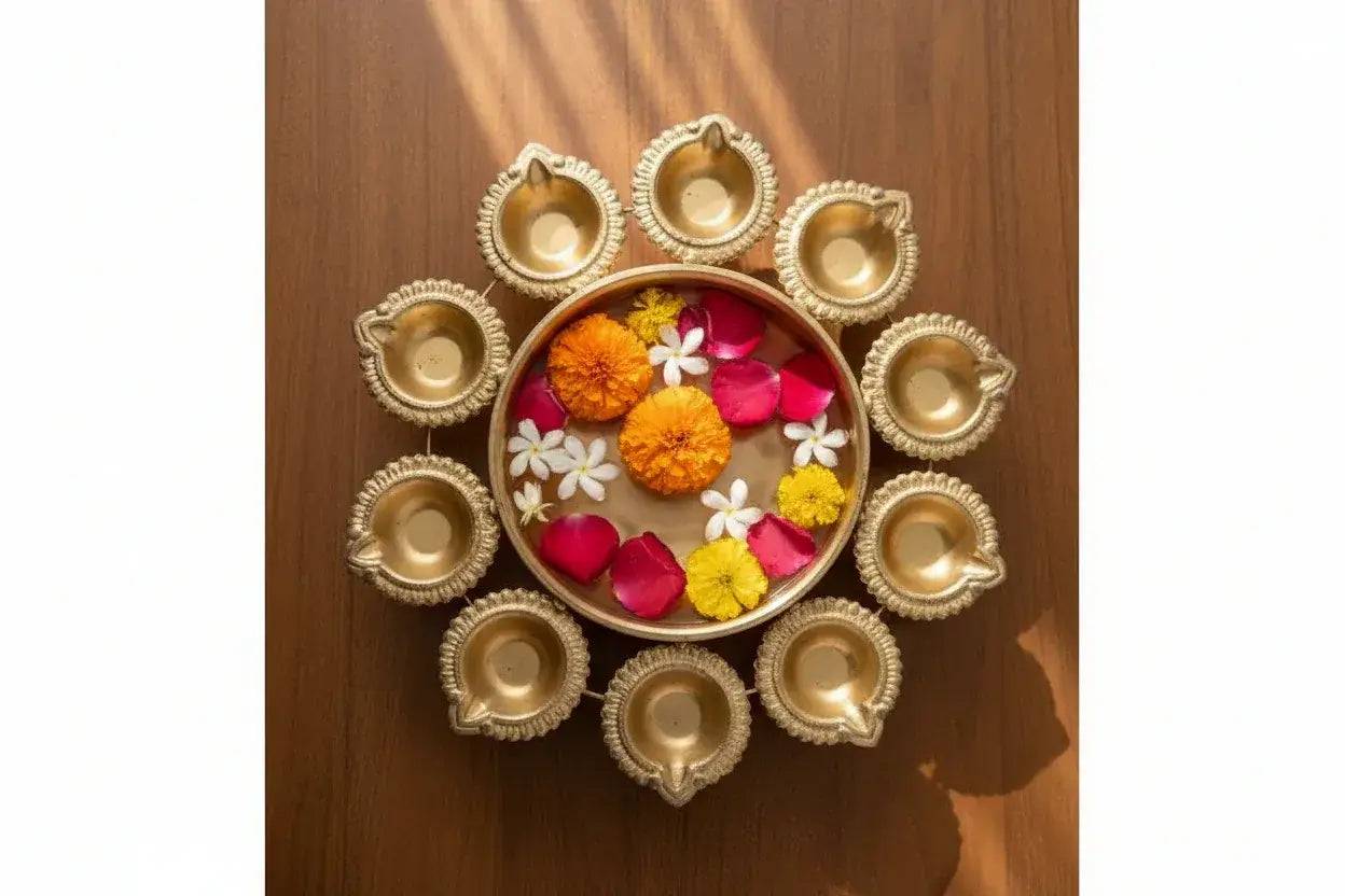 Indian Wedding Centerpiece – Brass Diya Uruli