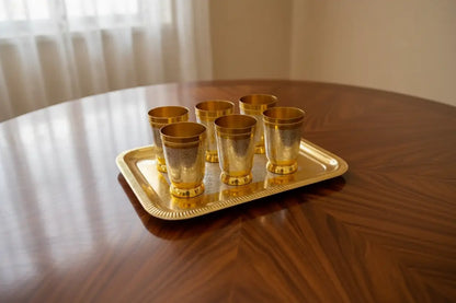 Premium metal glass gift set with tray