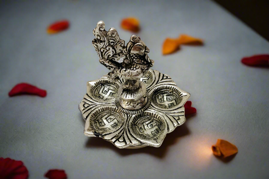  Metal Lotus Shaped Peacock Diya