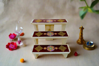 Miniature Foldable Wooden Golu Stand - Puja Celebrations