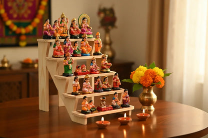 Miniature Foldable Wooden Golu Stand - Puja Celebrations