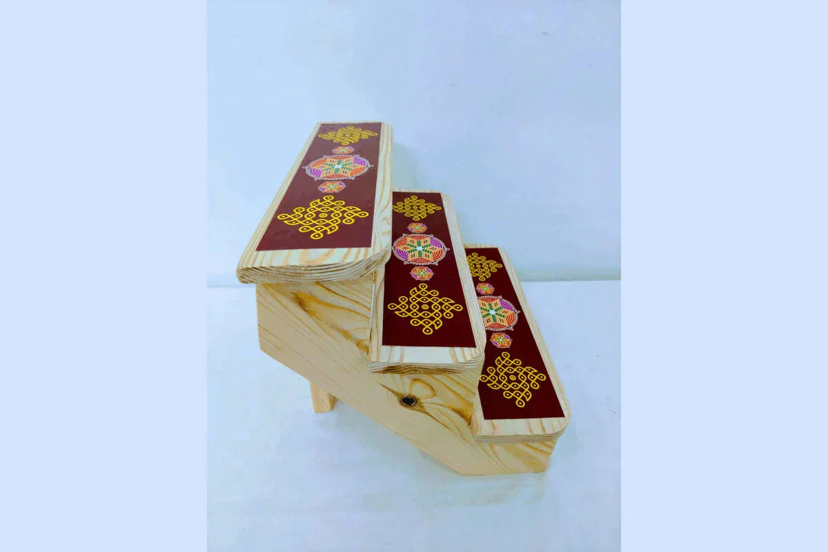 Miniature Foldable Wooden Golu Stand - Puja Celebrations