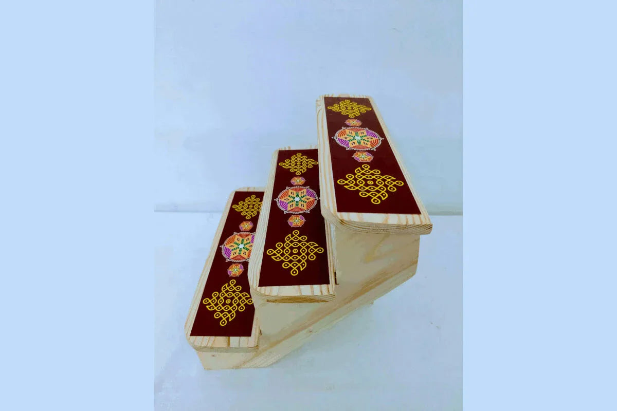 Miniature Foldable Wooden Golu Stand - Puja Celebrations