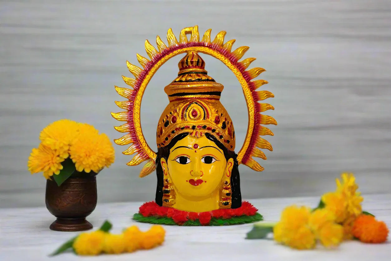Varalakshmi Devi Amman Yellow Face Mukhvada - Puja Celebrations