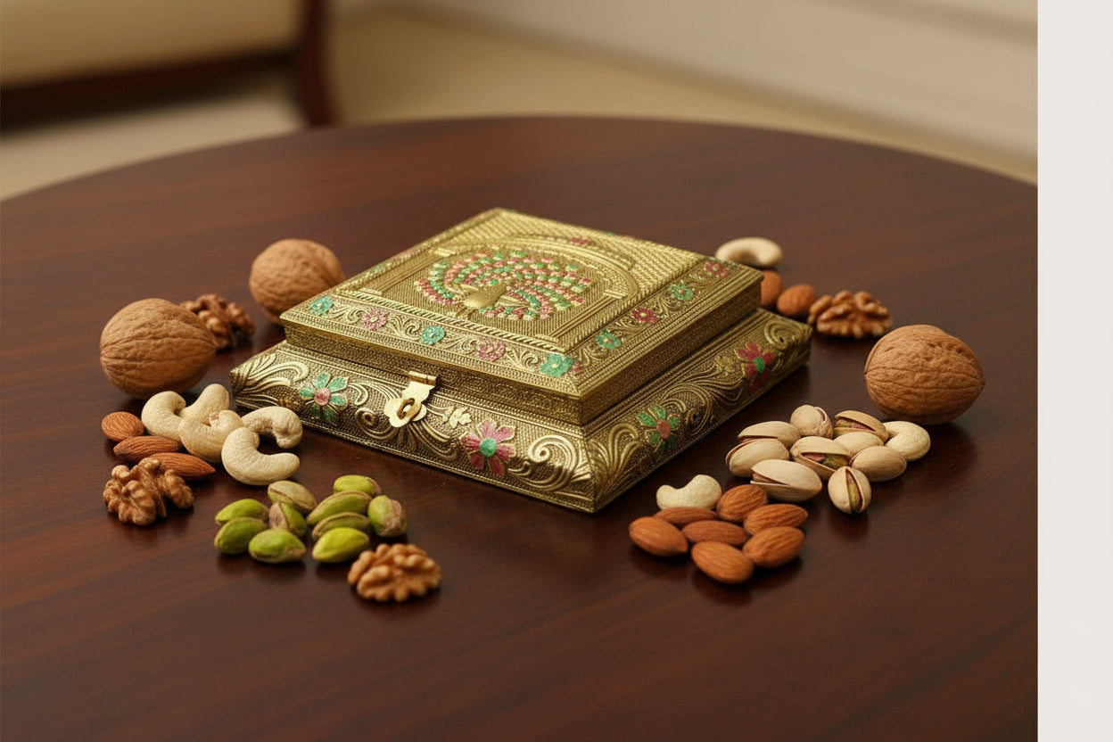 Peacock Meenakari Dry Fruit Box