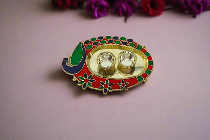 Single Peacock Kumkum Cups - Puja Celebrations