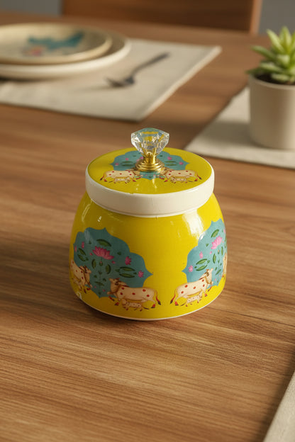 Pichwai Print Gift Jar - Puja Celebrations