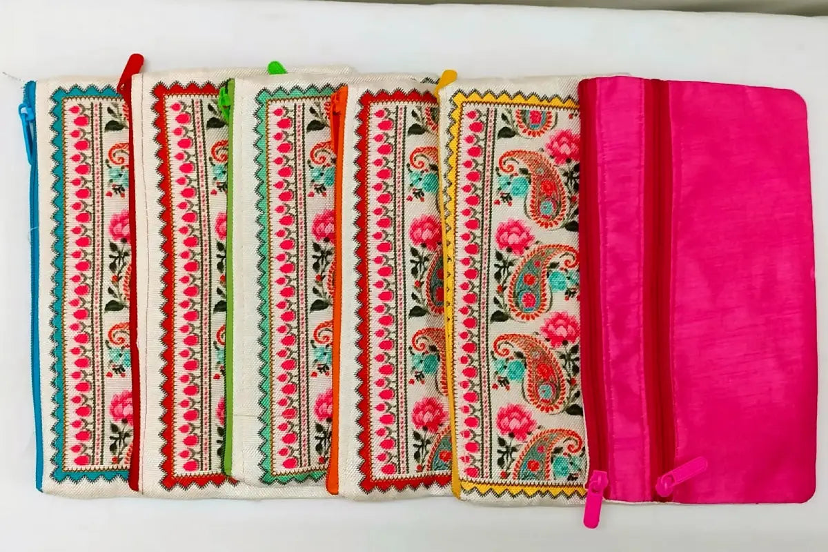Puja Celebrations embroidered jute purse