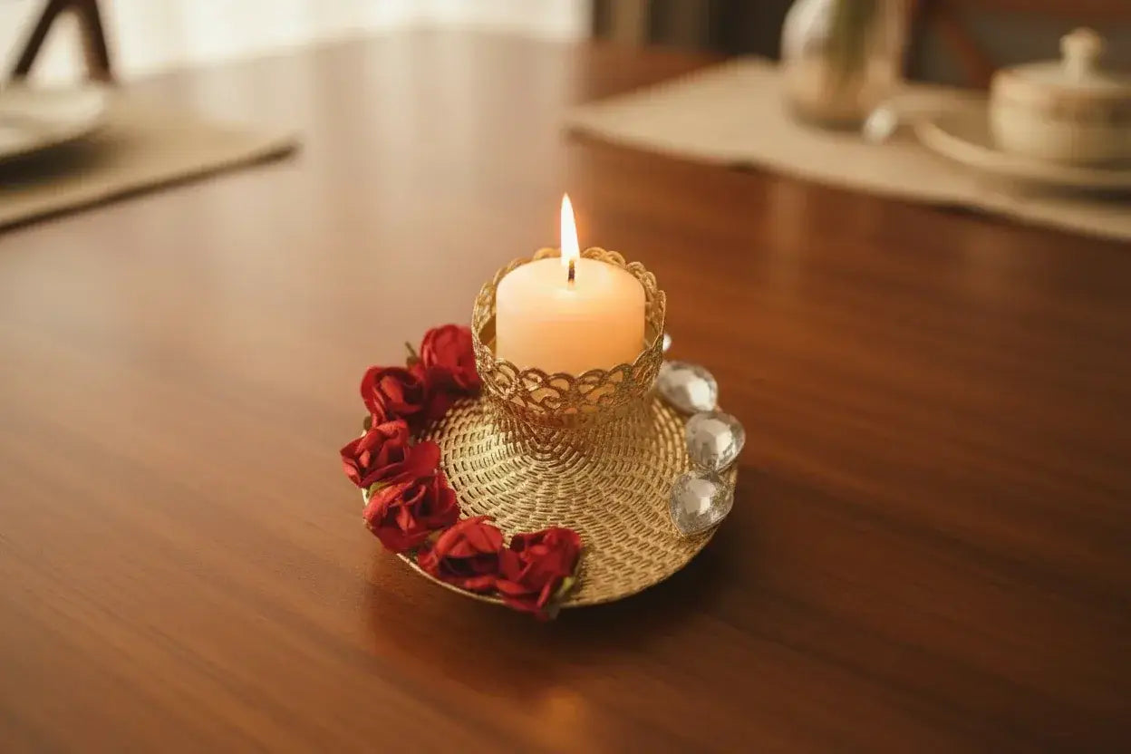 Round Gold Metal Candle Holder for Wedding Return Gifts