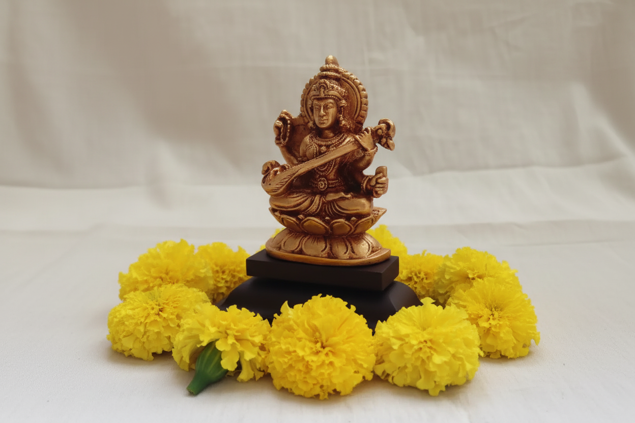 Brass Saraswathi idol for wedding return gifts
