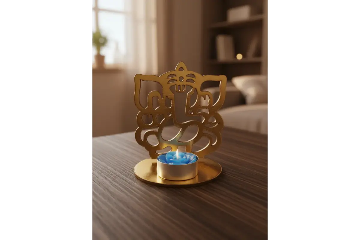 Shadow diya projection on wall for festive decor