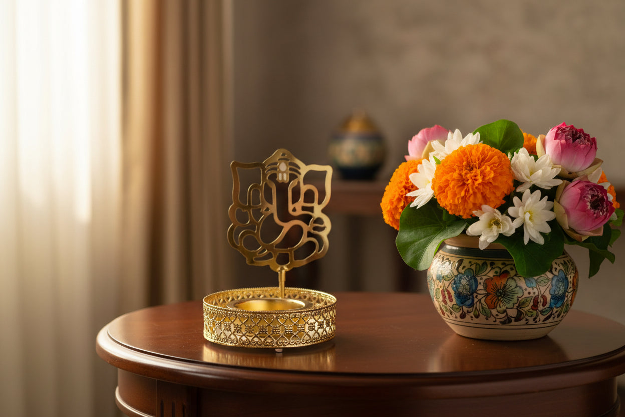 Lakshmi metal candle holder for Varalakshmi puja