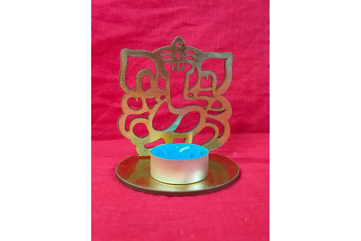 Om symbol shadow candle holder for puja