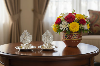 Silver Plated Diya - Wedding return gift silver diya