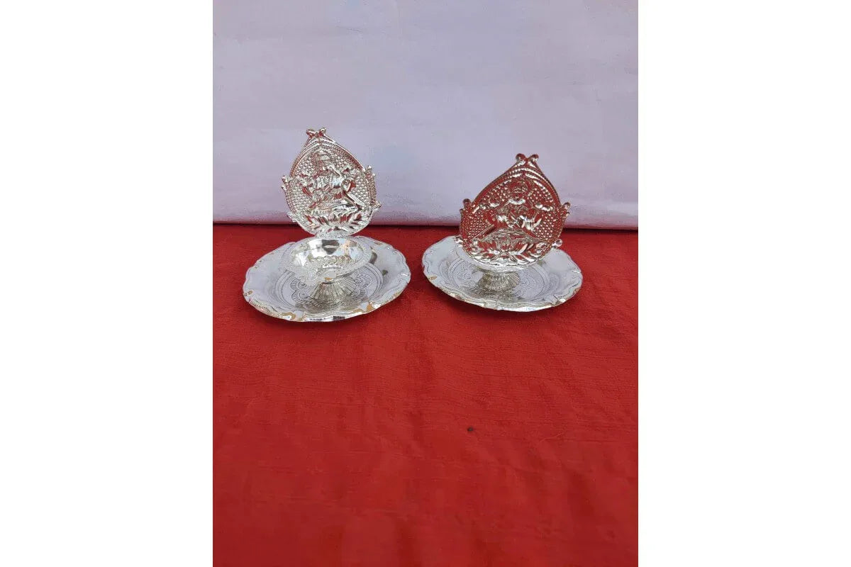 Silver Plated Diya - Baby shower silver diya return gift