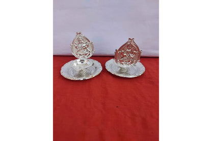 Silver Plated Diya - Baby shower silver diya return gift