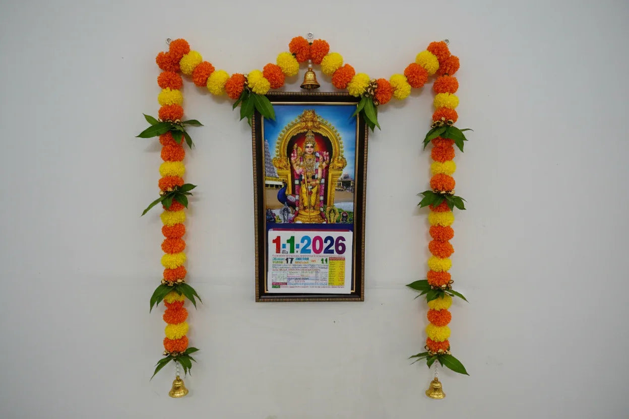 Tamil Daily Sheet Calendar with God Frame 2026 - Puja Celebrations