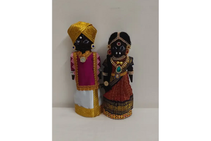 Decorated Wooden Marapachi Doll Pair - Puja Celebrations