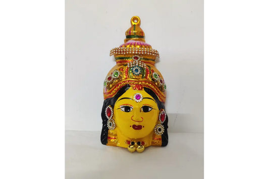 Auspicious Lakshmi Devi face with traditional Mangalsutra Thali accent for Varalakshmi Vratham pooja decor - Puja Celebrations