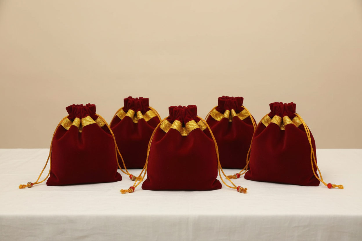Velvet Potli Bags – Elegant Return Gifts for Weddings & Housewarming