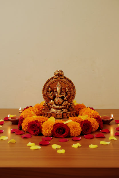 Lord Ganesha idol with fiber finish for home puja temple return gifts by Puja Celebrations.