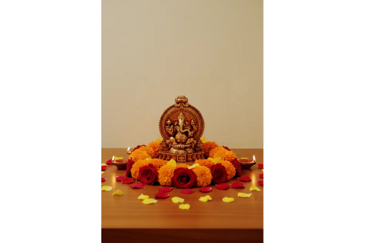 Lord Ganesha idol with fiber finish for home puja temple return gifts by Puja Celebrations.