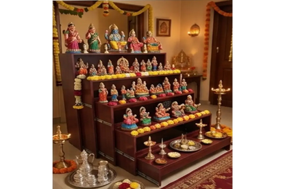 Drawer Style Wooden Golu Stand