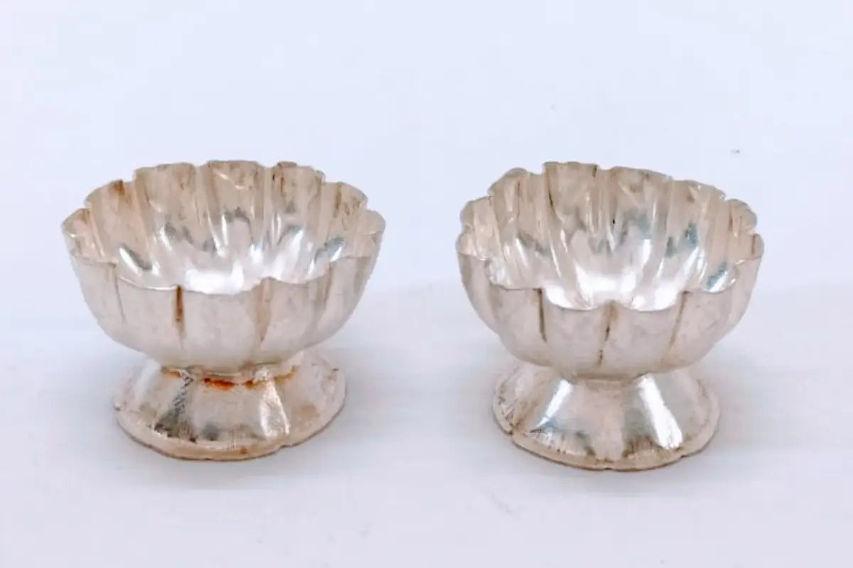 German Silver Double Cup – Elegant Puja Item for Festivals and Housewarming Gifts