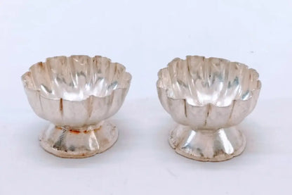 German Silver Double Cup – Elegant Puja Item for Festivals and Housewarming Gifts