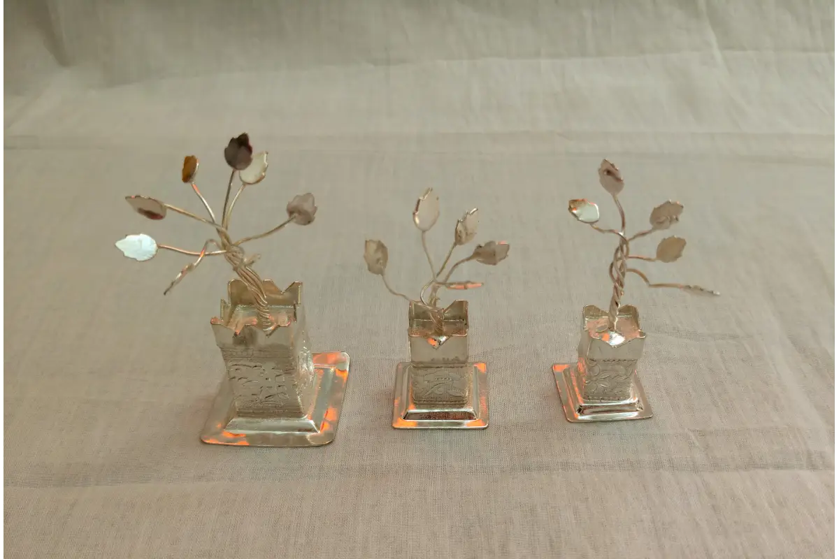 White_Metal_Tulasi_Plant - 60 th annivarsari gifts
