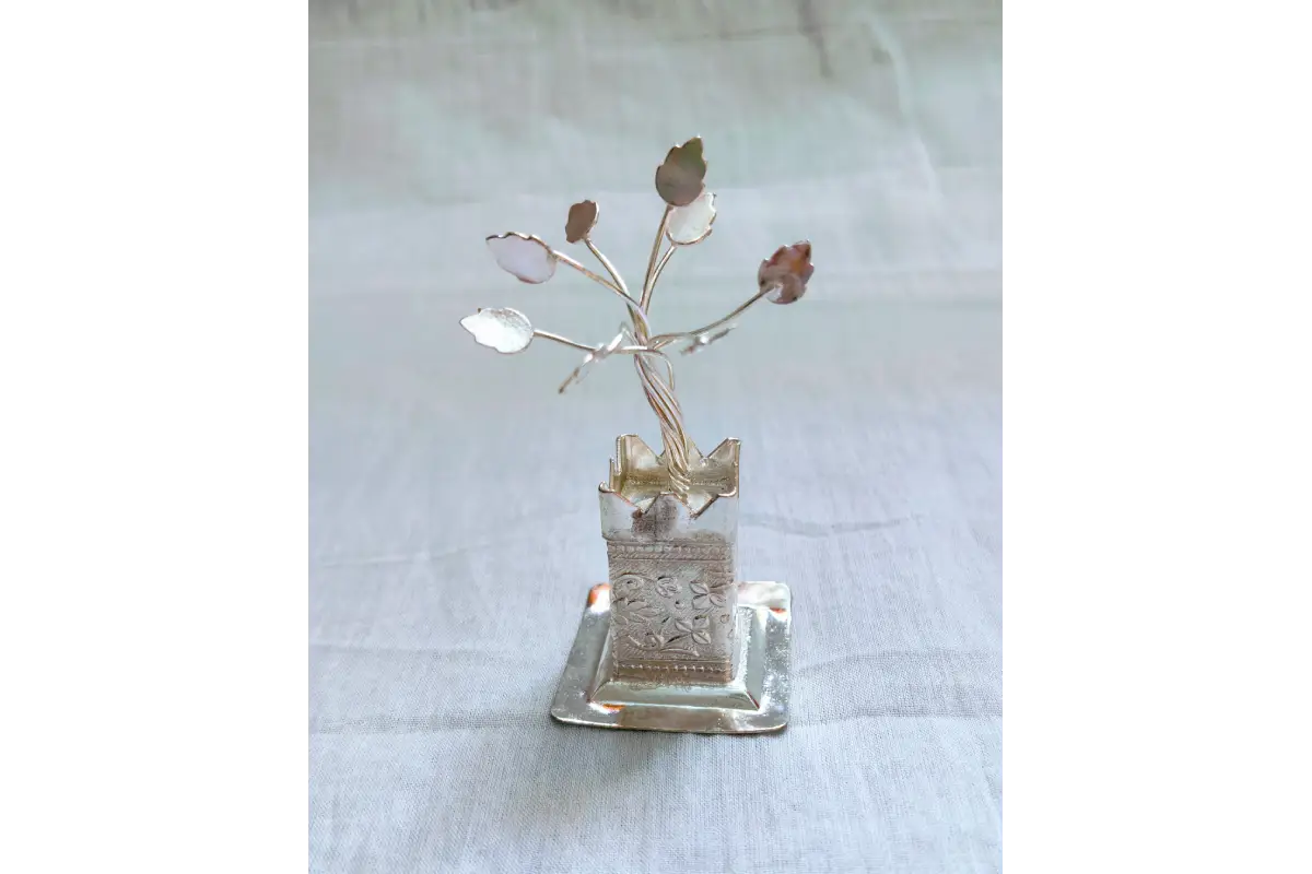White_Metal_Tulasi_Plant -Marriage Gifts For Couple
