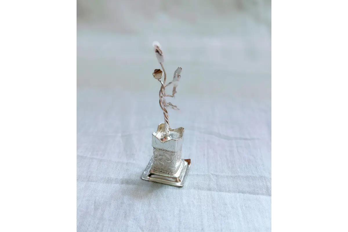 White_Metal_Tulasi_Plant - Diwali gifts