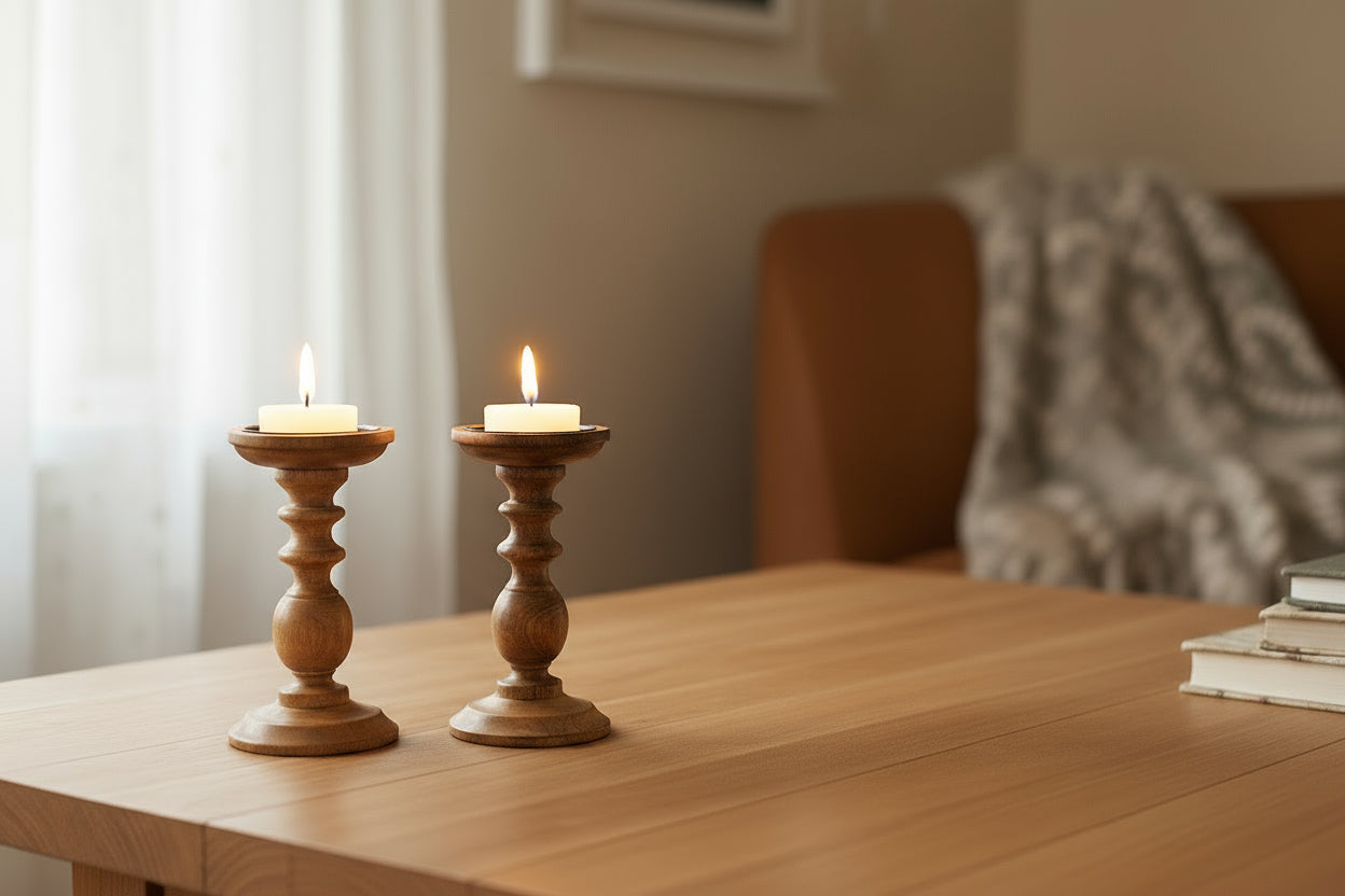 Wooden T-Light Candle Holder Couple