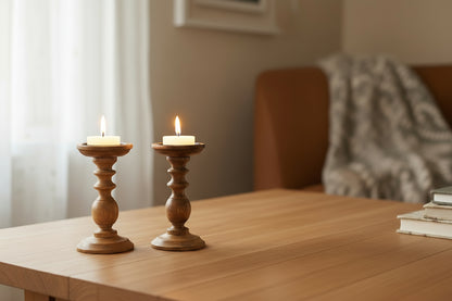 Wooden T-Light Candle Holder Couple