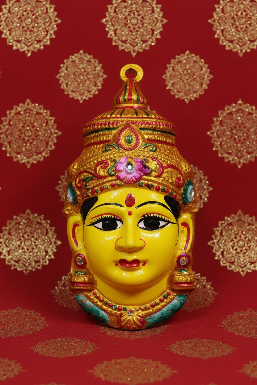 Decorated Gowri Devi face idols - Puja Celebrations