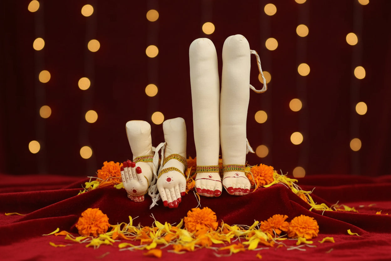 Premium decorated Pattu Zari fabric stuffed Hastham Padham hands and legs set for Varalakshmi pooja