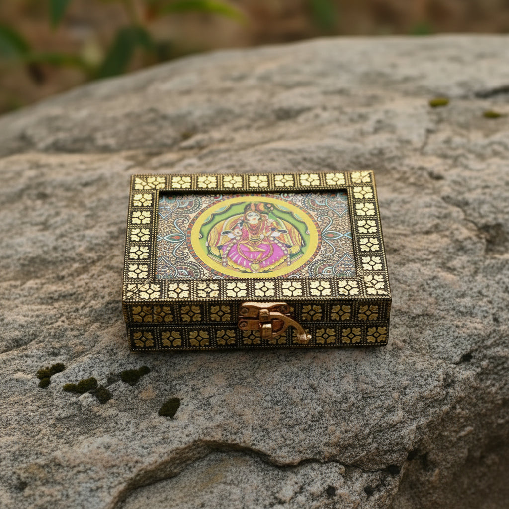 Tanjore Print Wooden Jewel Box
