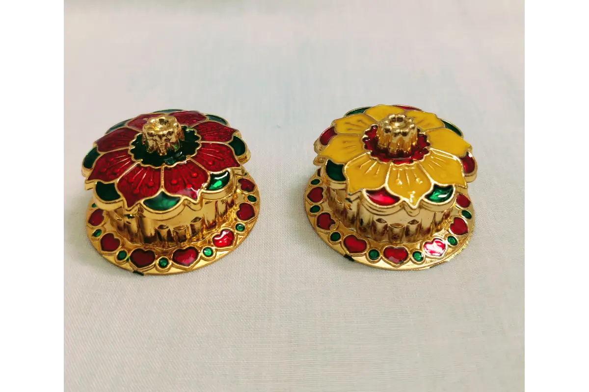 Assorted vibrant color options in new Meenakari design Kumkum box set of 10