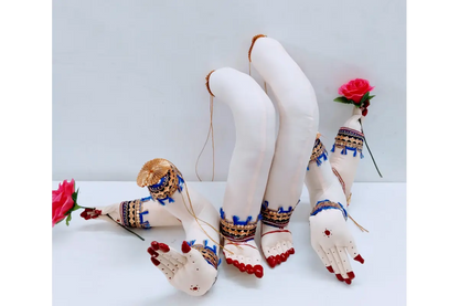 Traditional Goddess Lakshmi Paadham feet set with red border
